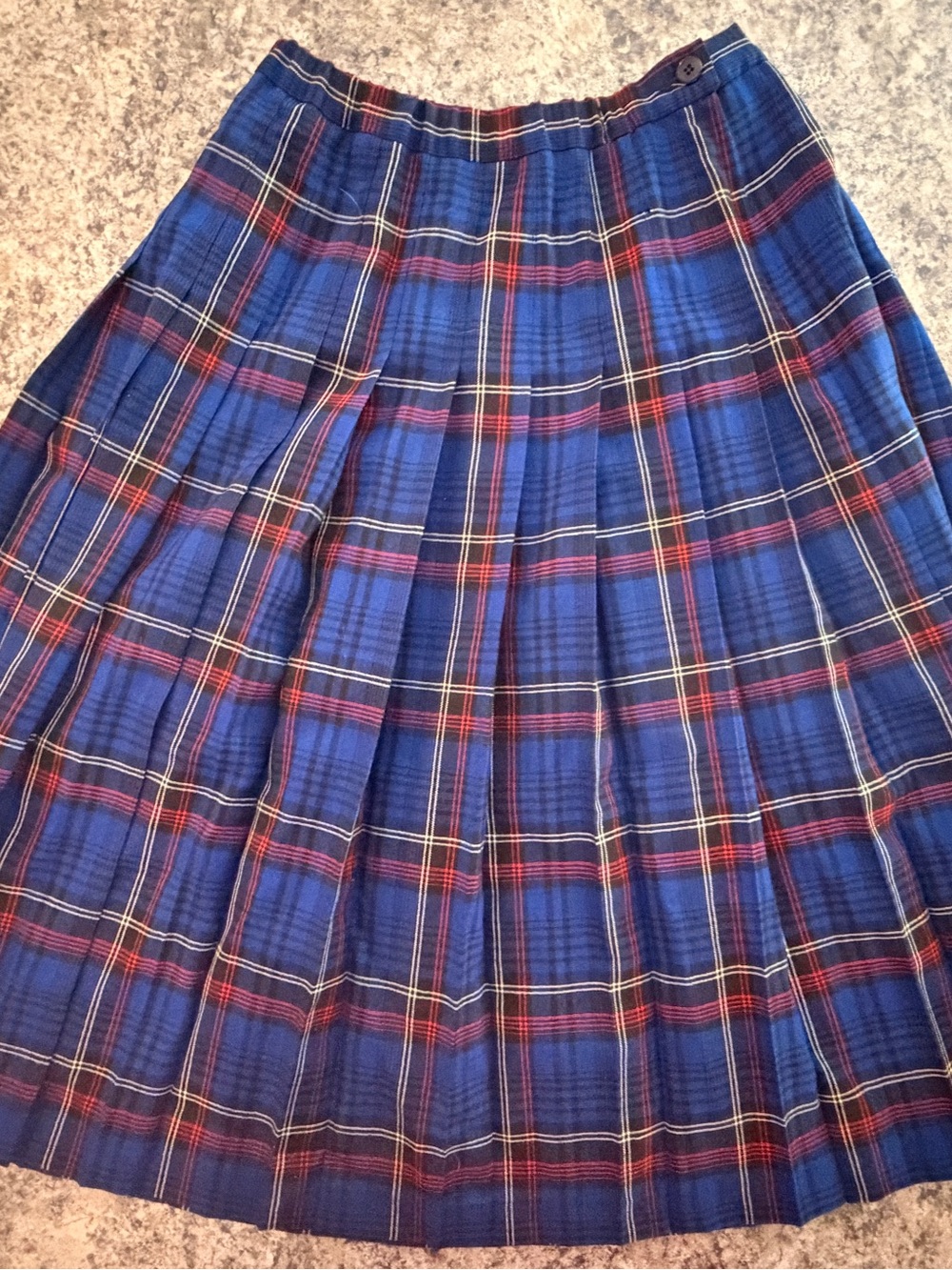 Vintage 1980s Pendleton Wool Plaid Pleated Skirt Womens Size 12 Blue Red USA